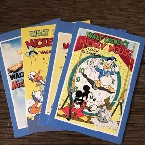 Disney Classic Movie Poster Postcards: Mickey Mouse and Donald 4 pack.